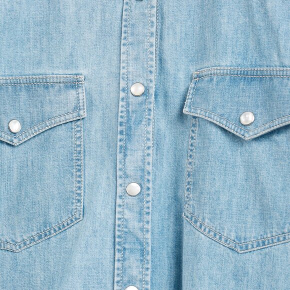 Brunello Cucinelli SS/22 Blue Monili-Trim Button-Down Long-Sleeved Denim Shirt - Picture 7 of 16